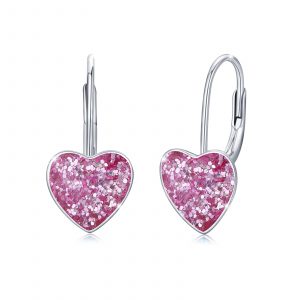 Pendientes de aro colgantes de plata de ley 925 con forma de corazón, pequeños, de 10 mm