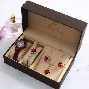 Conjunto de regalo para mujer Reloj para mujer Pulsera Pendiente Collar