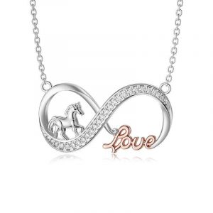 Collar de amor infinito de caballo, joyería de plata de ley, regalo para mujer