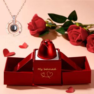 Regalos populares del Día de San Valentín, caja de regalo de joyería de Metal rosa, collar para boda, collar para novia, regalos